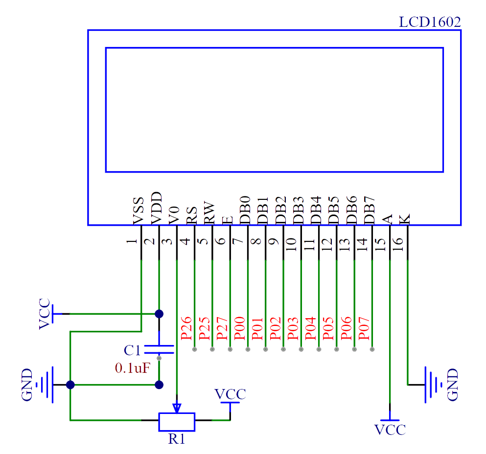 LCD1602接线图